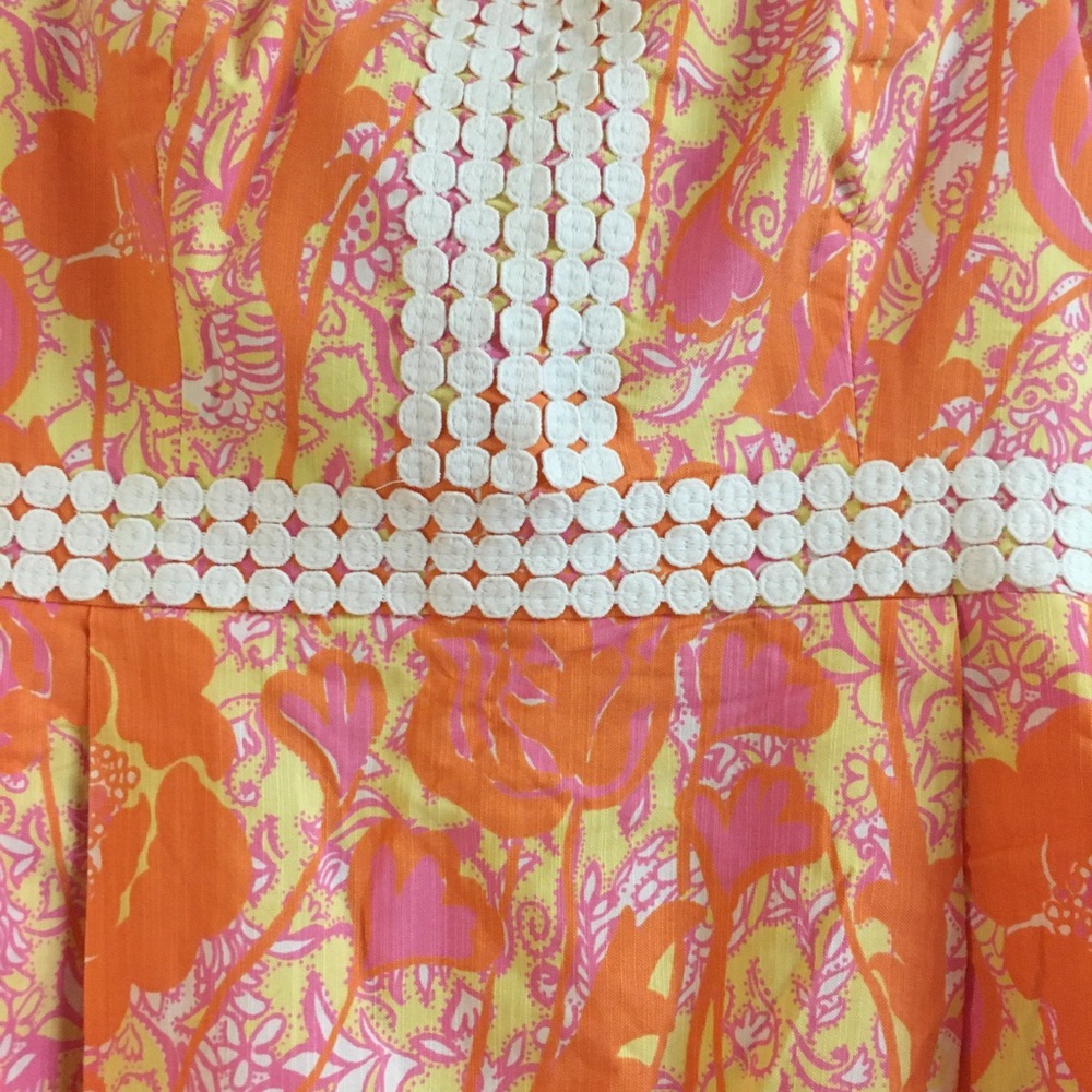 Vintage Lily Pulitzer Strapless Dress 8 Orange Pink Bubble Hem Sweatheart Neck - Picture 8 of 11